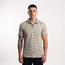 The Shoreditch Brushstroke Polo in black — men's tailored polo with all-over diagonal brushstroke print from Ellsworth London