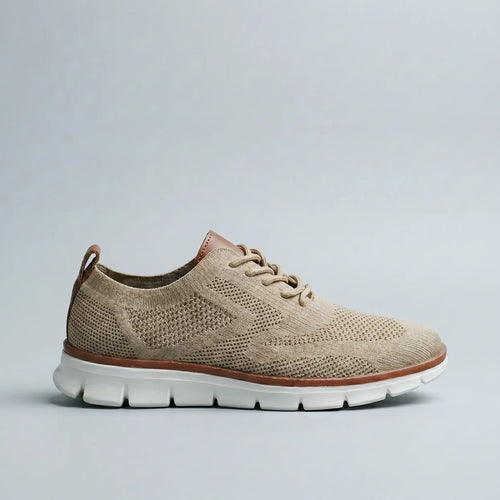 The Mayfair Knit Oxford Sneakers — main view of breathable knit upper with leather-look heel detail from Ellsworth London