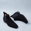 The Shoreditch Chelsea Boot in black faux suede — men's pointed-toe dress Chelsea from Ellsworth London