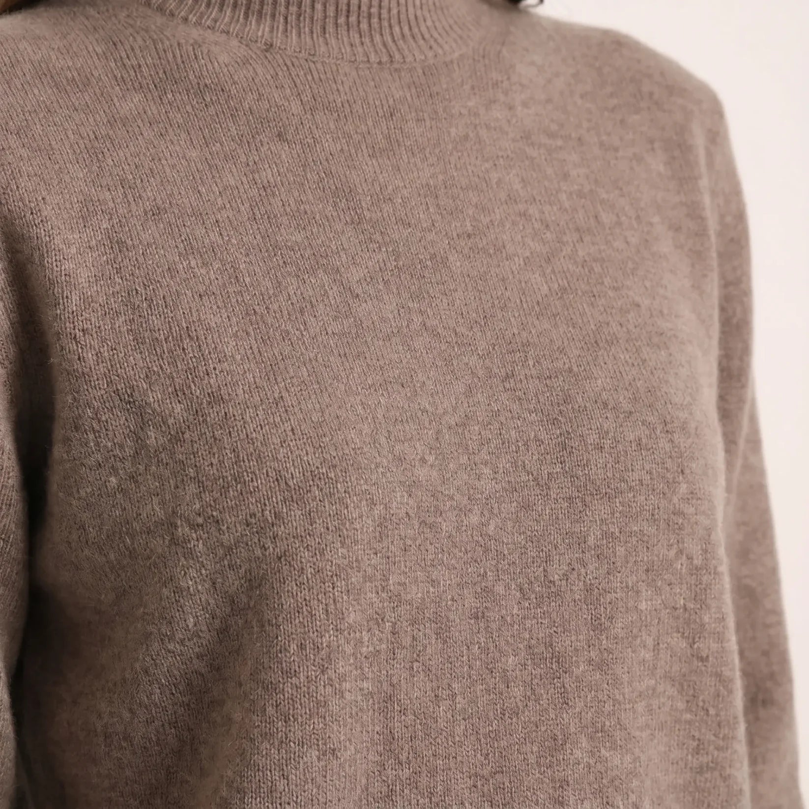 The Belgravia Merino Mock Neck in oatmilk — quiet elegant women's merino wool jumper