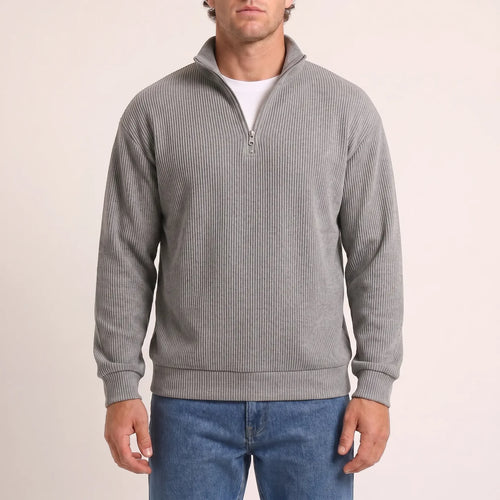 The Belgravia Half-Zip Knit in burgundy — transitional autumn knit from Ellsworth London