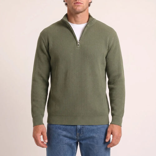 The Belgravia Half-Zip Knit in sage green — men's half-zip knit jumper from Ellsworth London
