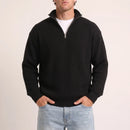 The Belgravia Half-Zip Knit in olive — durable knit structure for the in-between days