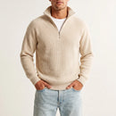 The Belgravia Half-Zip Knit in white — clean half-zip jumper for office and weekend