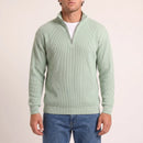 The Belgravia Half-Zip Knit — lifestyle view paired with chinos and loafers