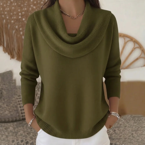 The Marylebone Drape Knit — alternative colourway shown in lifestyle context